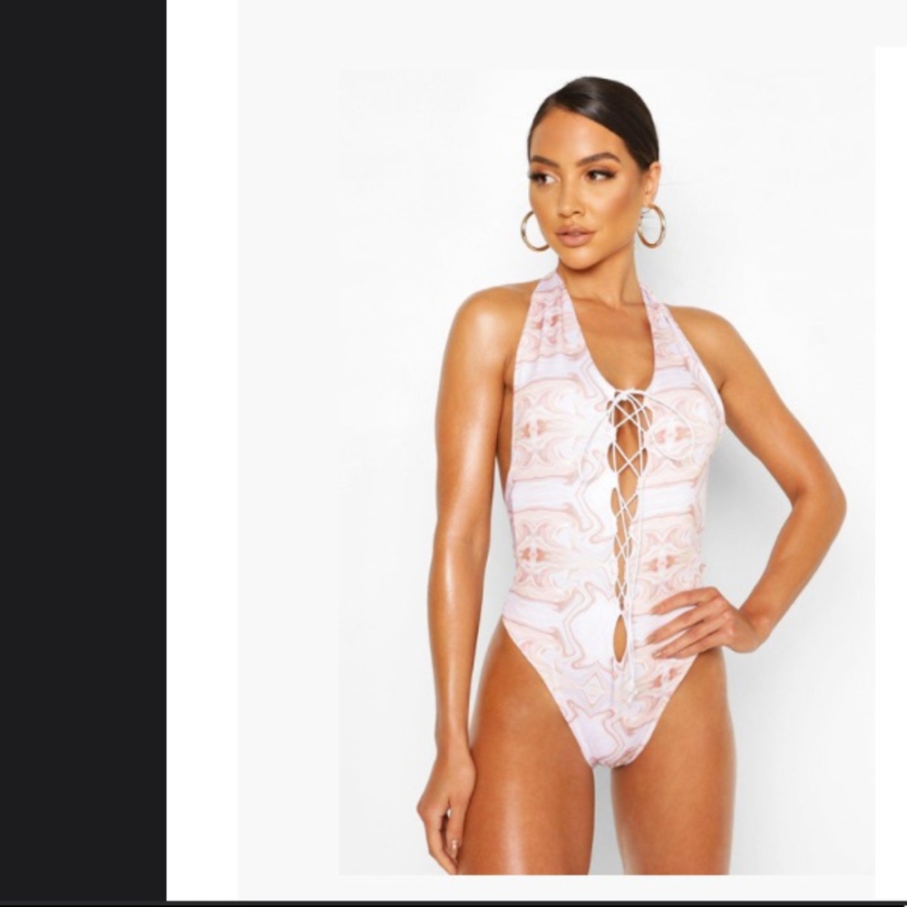 Soft pink and white marble Swimsuit